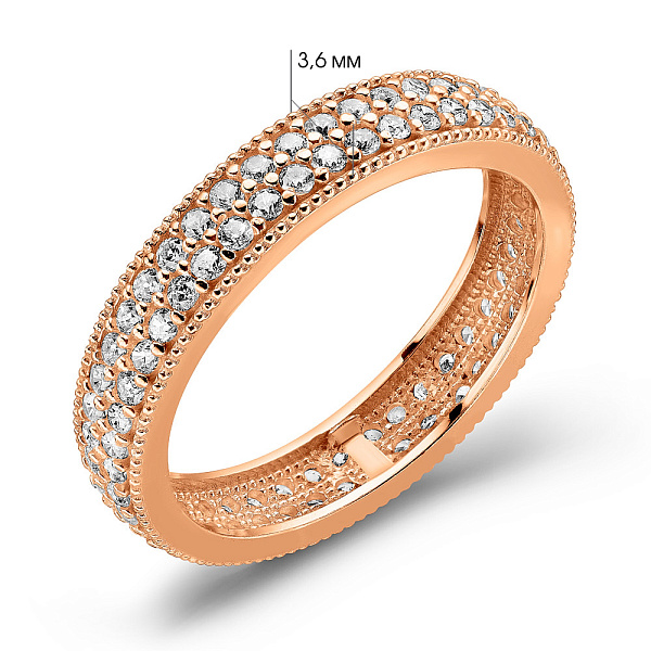 Кольцо из красного золота с фианитами (арт. 156113) – изображение 5