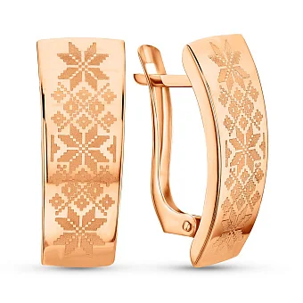 Серьги из красного золота с орнаментом (арт. 121125)