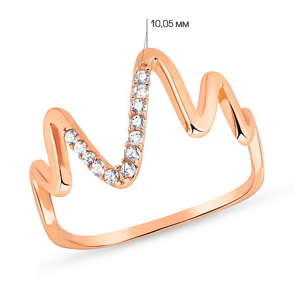 Кольцо из красного золота с фианитами (арт. 155322) – изображение 2