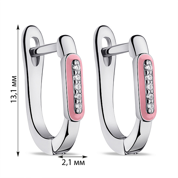 Сережки зі срібла з емаллю і фіанітами (арт. 7502/9501ер) – зображення 2