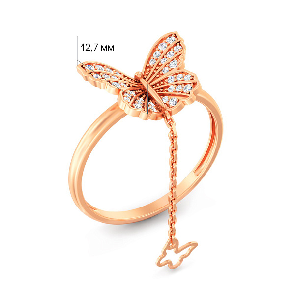 Золотое кольцо Бабочки с подвеской (арт. 141222) – изображение 4