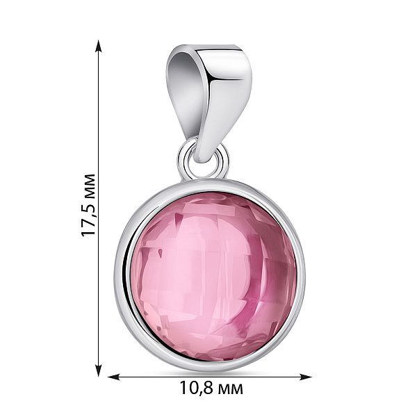 Серебряный кулон с розовым фианитом (арт. 7503/2186403цр) – изображение 2