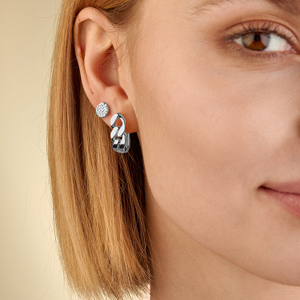 Серьги пусеты Монеты из белого золота (арт. 107862/1б) – изображение 2