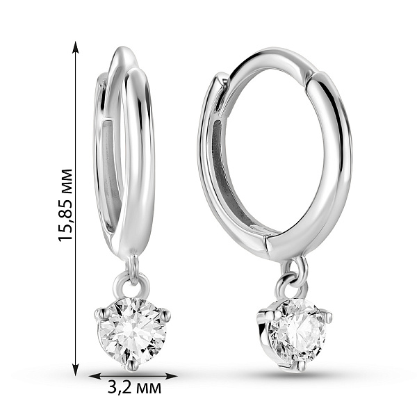 Сережки з білого золота з діамантами (арт. С011644020б) – зображення 3