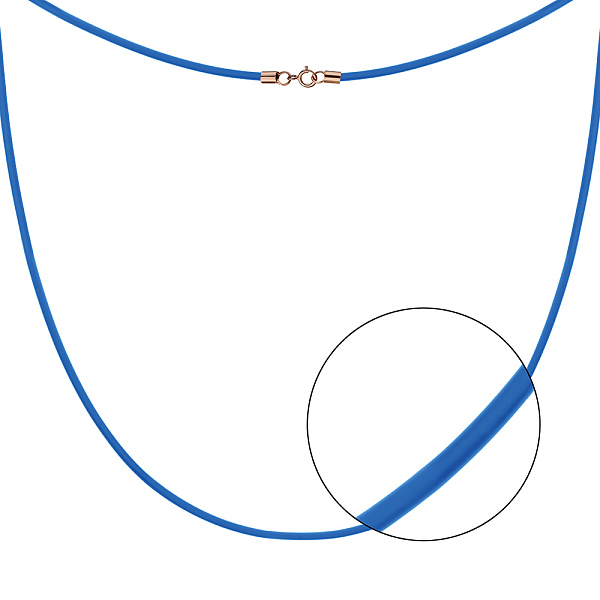 Ювелирный шнурок с синего каучука с серебряным замком (арт. 7607/1774кс) – изображение 1