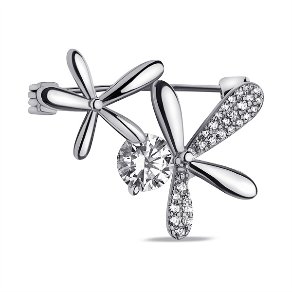 Серебряная брошь Цветы с фианитами (арт. 7505/232) – изображение 1