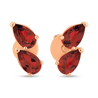 Золоті сережки з гранатом (арт. 111234Пк)