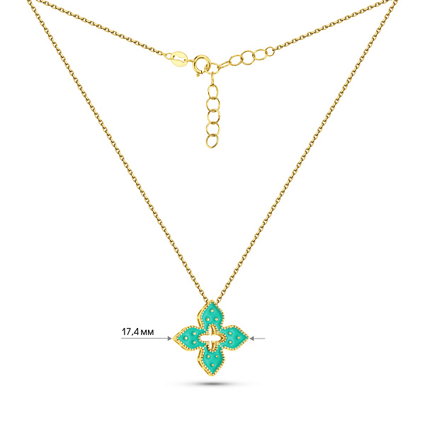 Кольє з жовтого золота Конюшина з емаллю (арт. 352846/15жебрз) – зображення 3