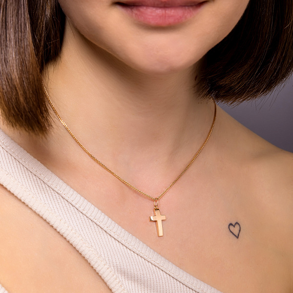 Золотий хрестик без каміння (арт. 424746) – зображення 2