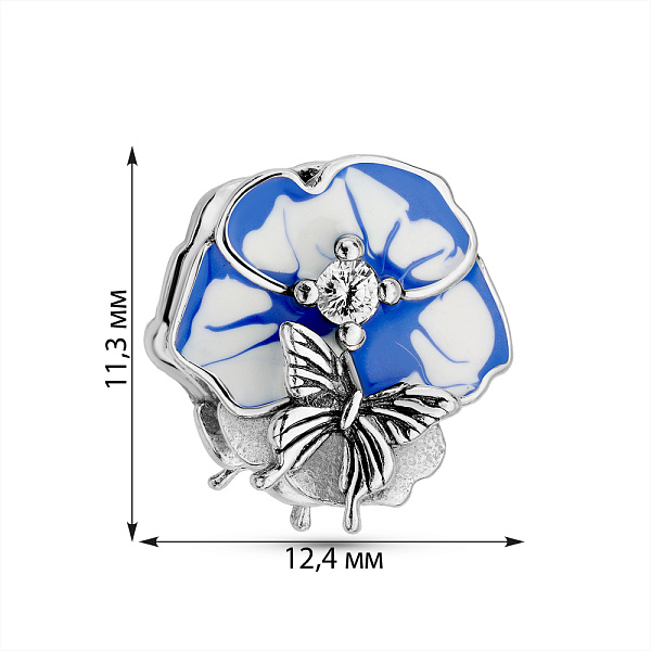 Серебряный шарм с эмалью и фианитами (арт. 7903/4365ебф) – изображение 2
