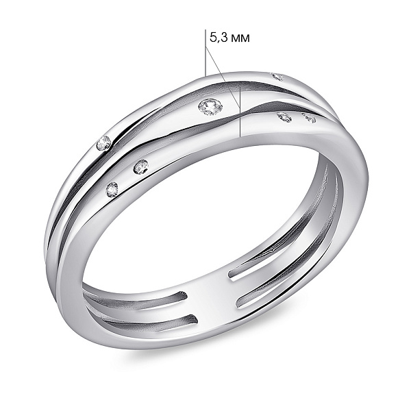 Серебряное кольцо с россыпью из фианитов (арт. 7501/К2Ф/443-18) – изображение 2