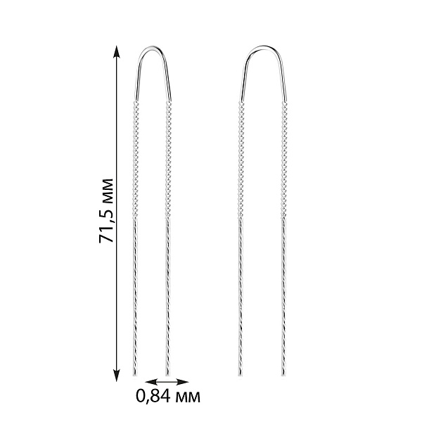 Серьги-протяжки из белого золота (арт. 110657/1б) – изображение 3