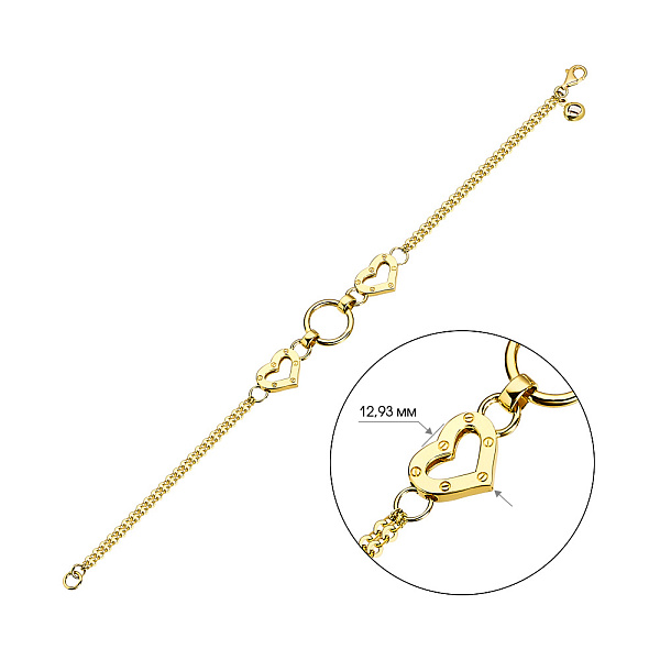 Браслет з жовтого золота з фіанітом (арт. 324422жкрП1) – зображення 3