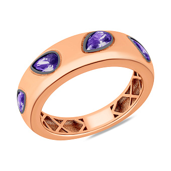 Фото Каблучка з червоного золота з фіанітами (арт. 156770ф)