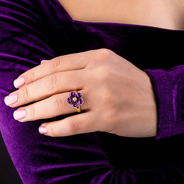 Золота каблучка Francelli Квітка (арт. 155719жф) – зображення 2