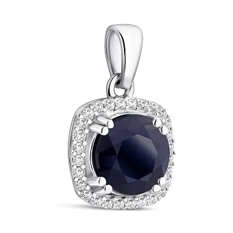 Срібний підвіс з сапфіром і фіанітами (арт. 7503/2119784Спс)