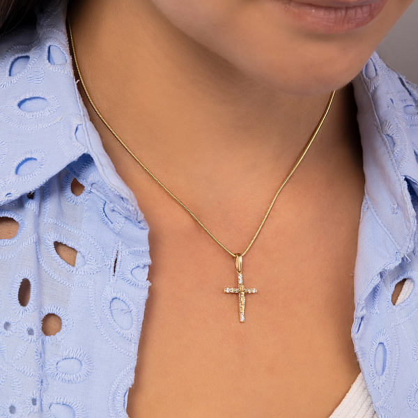 Золотой нательный крестик с распятием (арт. 501388ж) – изображение 2