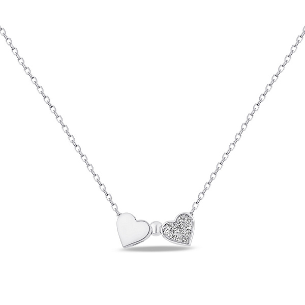 Серебряное колье Сердце с фианитами (арт. 7507/КЛ2Ф/038Ш-43) – изображение 1