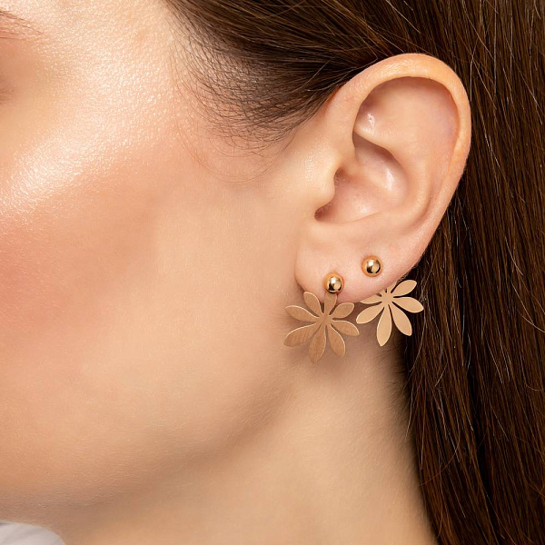 Серьги трансформеры из красного золота (арт. 1101023м) – изображение 2