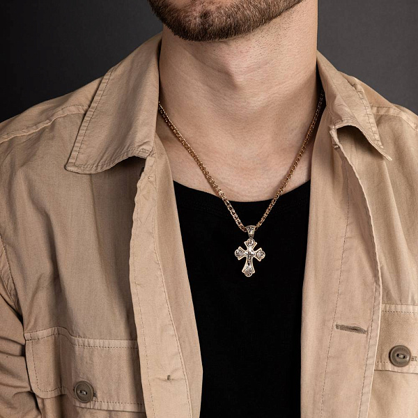 Золотий натільний хрестик з червоного золота з  розп'яттям (арт. 501674) – зображення 3