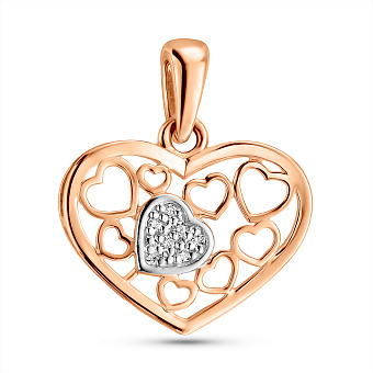Золотий кулон Серце з діамантами (арт. П011440)
