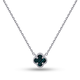 Серебряное колье с малахитом (арт. 7507/470/7млх)