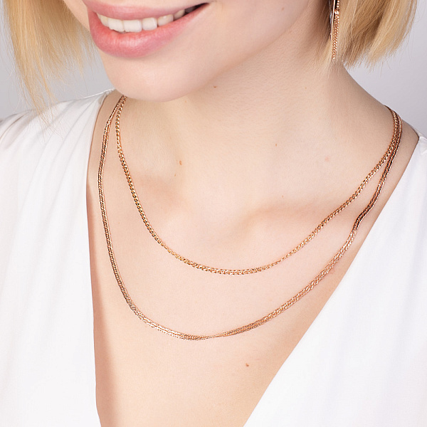 Золотая цепочка в красном цвете металла плетения Нонна (арт. ц302104) – изображение 3