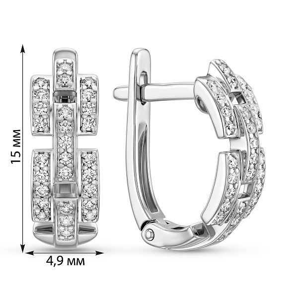 Сережки с фианитами из белого золота (арт. 110398б) – изображение 4
