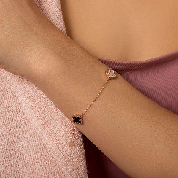 Золотой браслет с ониксом и перламутром (арт. 341494/8оп) – изображение 2