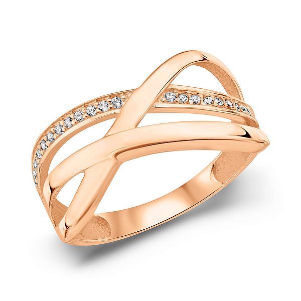 Золотое кольцо с дорожкой из фианитов (арт. 156172) – изображение 1