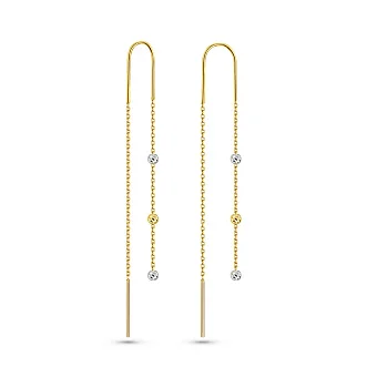 Сережки-протяжки з жовтого і білого золота (арт. 110720жб)