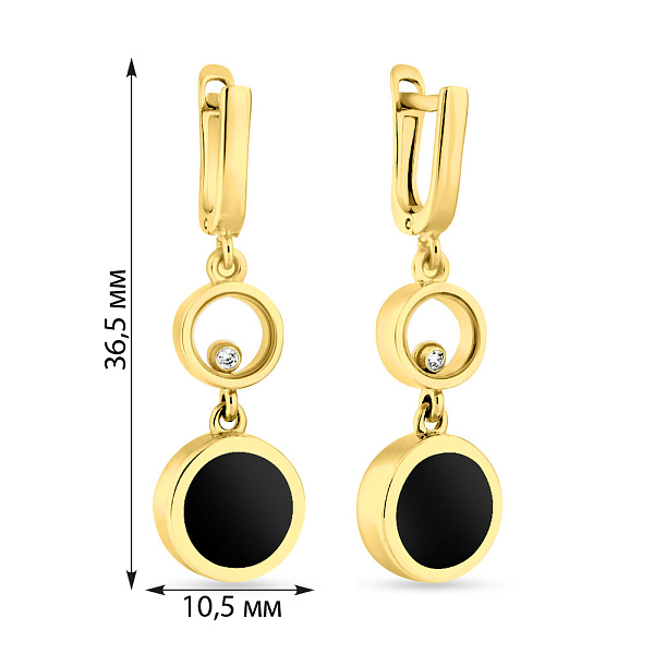 Серьги из желтого золота с эмалью и фианитами (арт. 106341жеч) – изображение 3