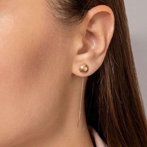 Золотые серьги-протяжки «Кружочки» (арт. 108010) – изображение 2