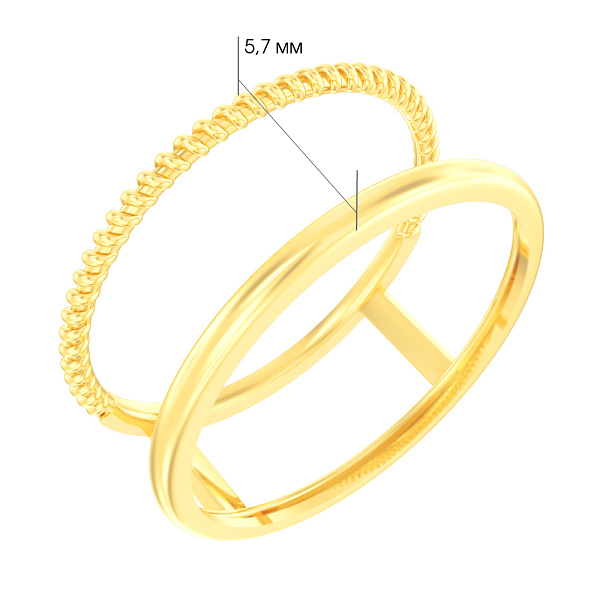 Двойное кольцо из желтого золота без камней (арт. 140913ж) – изображение 2