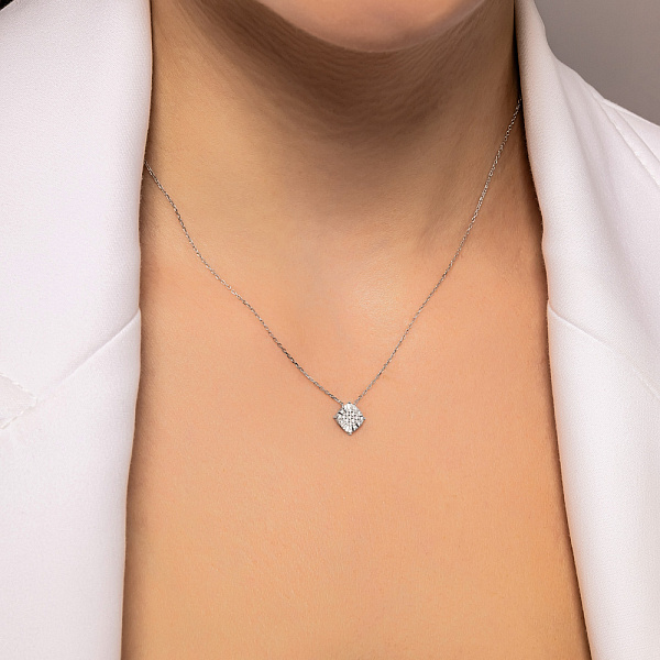 Кольє з білого золота з діамантами (арт. Ц341296005б) – зображення 3