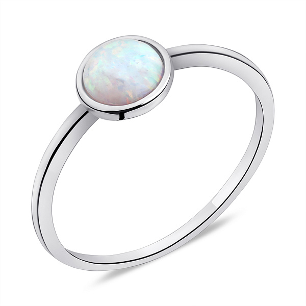 Серебряное кольцо с белым опалом (арт. 7501/КК2ОПБ/1184-18) – изображение 1