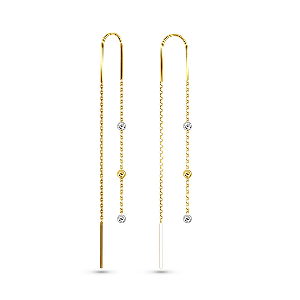 Сережки-протяжки з жовтого і білого золота (арт. 110720жб) – зображення 1
