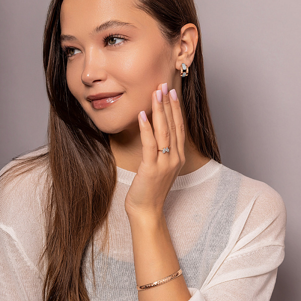 Золотое кольцо Бабочка с фианитами (арт. 156443) – изображение 5