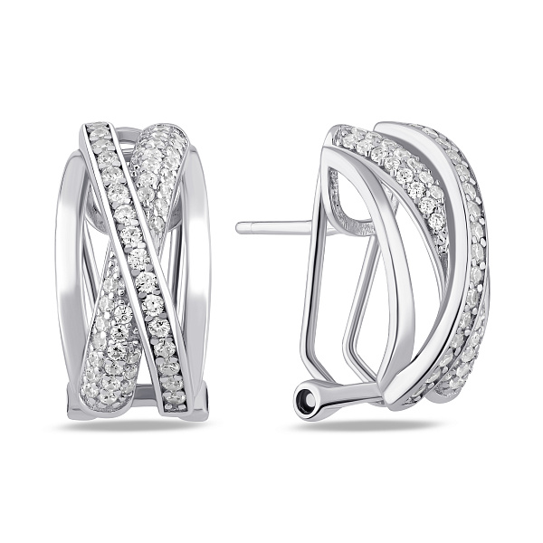 Серебряные серьги с дорожкой фианитов (арт. 7502/10232) – изображение 1