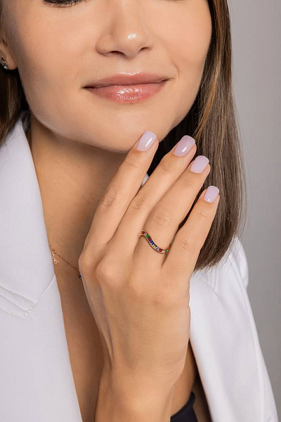 Золота каблучка з фіанітами (арт. 156400цв) – зображення 4