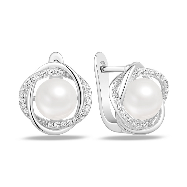 Серебряные серьги с жемчугом (арт. 7502/10446жб) – изображение 1