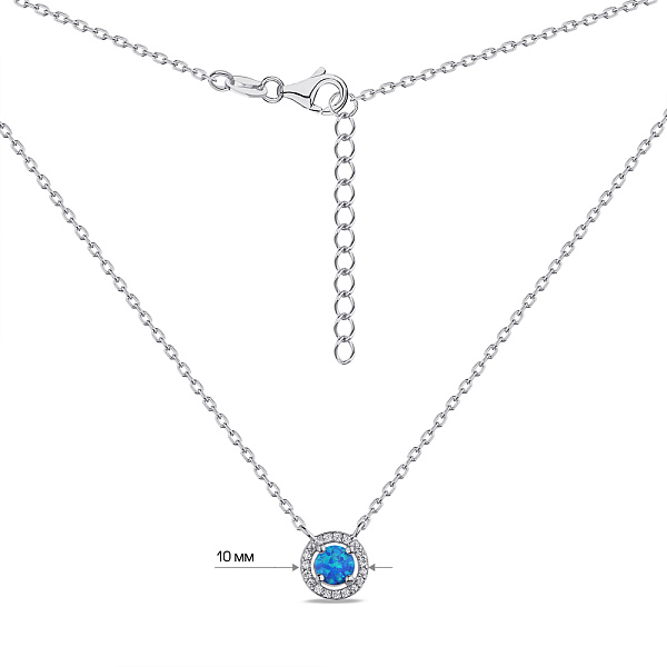 Срібне кольє з синім опалом і фіанітами (арт. 7507/2239Пос) – зображення 3