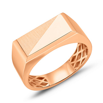 Печатка из красного золота без камней (арт. 180525)