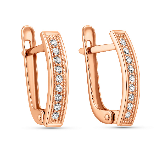 Серьги из красного золота с дорожкой из фианитов (арт. 420581) – изображение 1