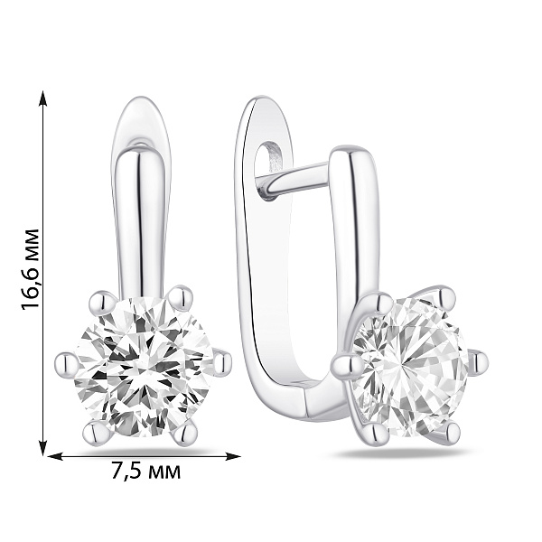 Серебряные серьги с фианитом (арт. 7502/10255) – изображение 2