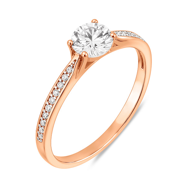 Золота каблучка для заручин з фіанітами (арт. 140591) – зображення 1