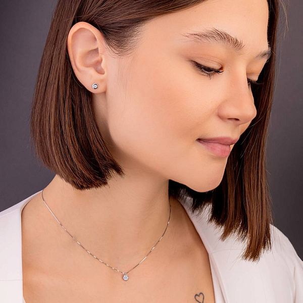 Золотые серьги-пусеты с бриллиантами (арт. Т011036010б) – изображение 4