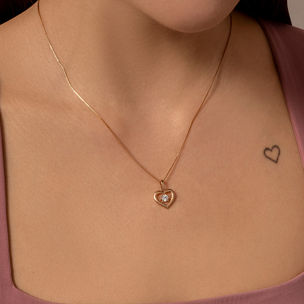 Золотой подвес "Сердце" с танцующим фианитом (арт. 440689) – изображение 2