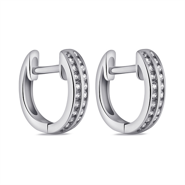 Серебряные серьги с дорожками из фианитов (арт. 7502/9765/15) – изображение 1