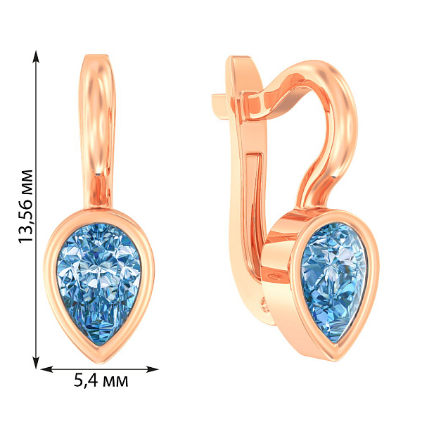 Дитячі золоті сережки з блакитним фіанітом (арт. 110499г) – зображення 2